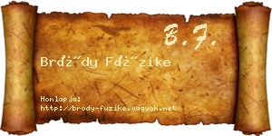 Bródy Füzike névjegykártya